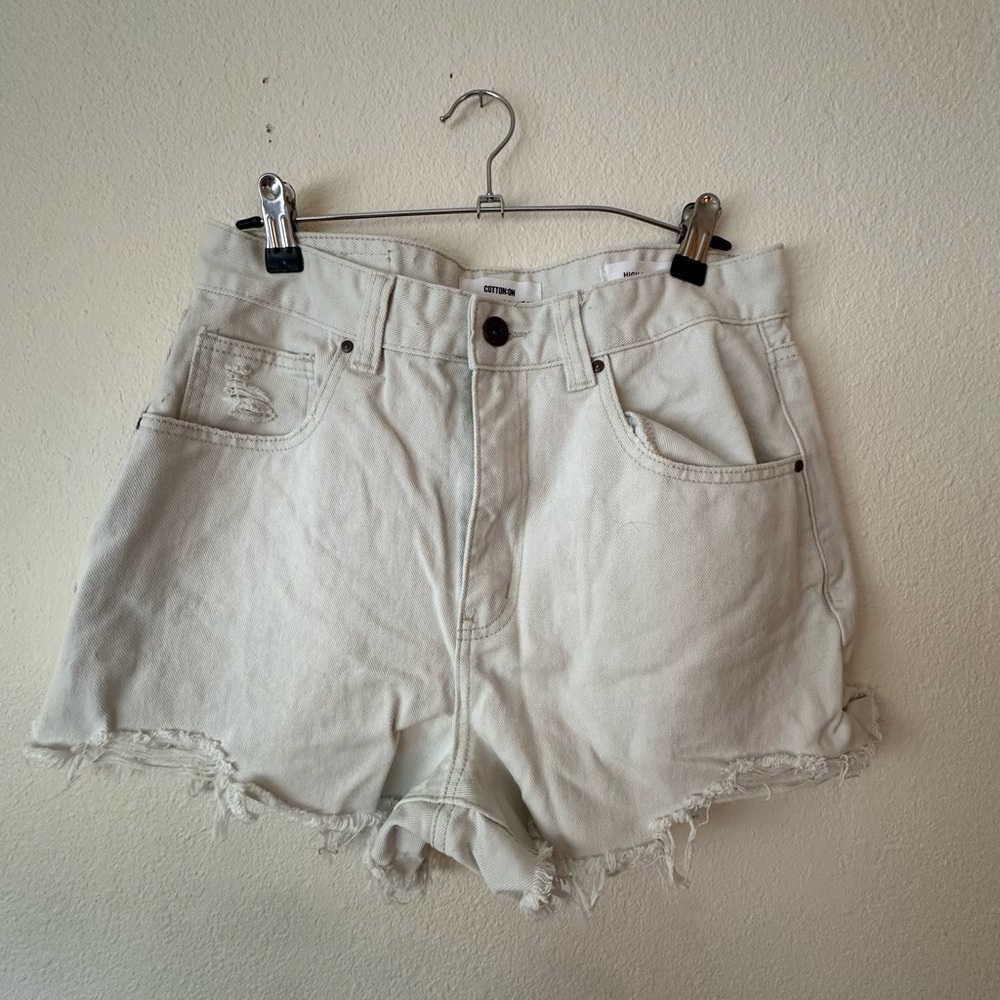 Off White Cotton On Denim Shorts